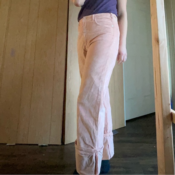 PILCRO The Scotty Cuffed High-Rise Straight-Leg Jeans Corduroy Dusty Rose Sz 30 - Picture 4 of 15